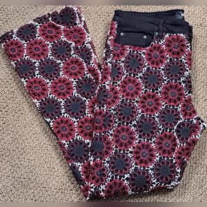 VALABASAS honeycomb stacked flare embroidered jeans size 38